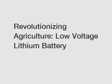 Revolutionizing Agriculture: Low Voltage Lithium Battery