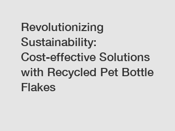 Revolutionizing Sustainability: Cost-effective Solutions with Recycled Pet Bottle Flakes