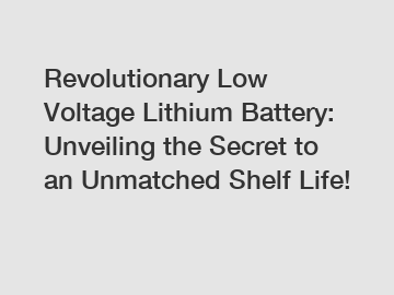 Revolutionary Low Voltage Lithium Battery: Unveiling the Secret to an Unmatched Shelf Life!