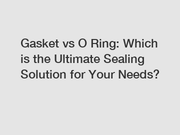 Gasket vs O Ring: Which is the Ultimate Sealing Solution for Your Needs?
