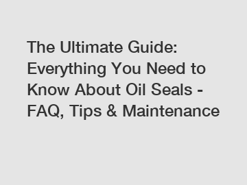 The Ultimate Guide: Everything You Need to Know About Oil Seals - FAQ, Tips & Maintenance