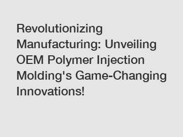 Revolutionizing Manufacturing: Unveiling OEM Polymer Injection Molding's Game-Changing Innovations!